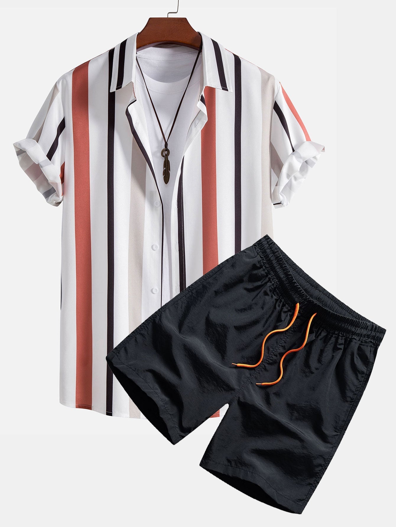 Pánfilo® | Striped Button Up Shirt & Swim Shorts