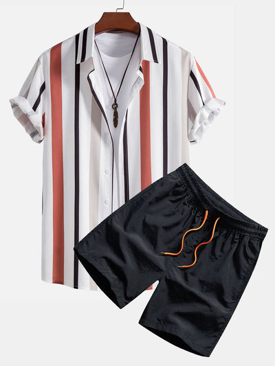 Pánfilo® | Striped Button Up Shirt & Swim Shorts
