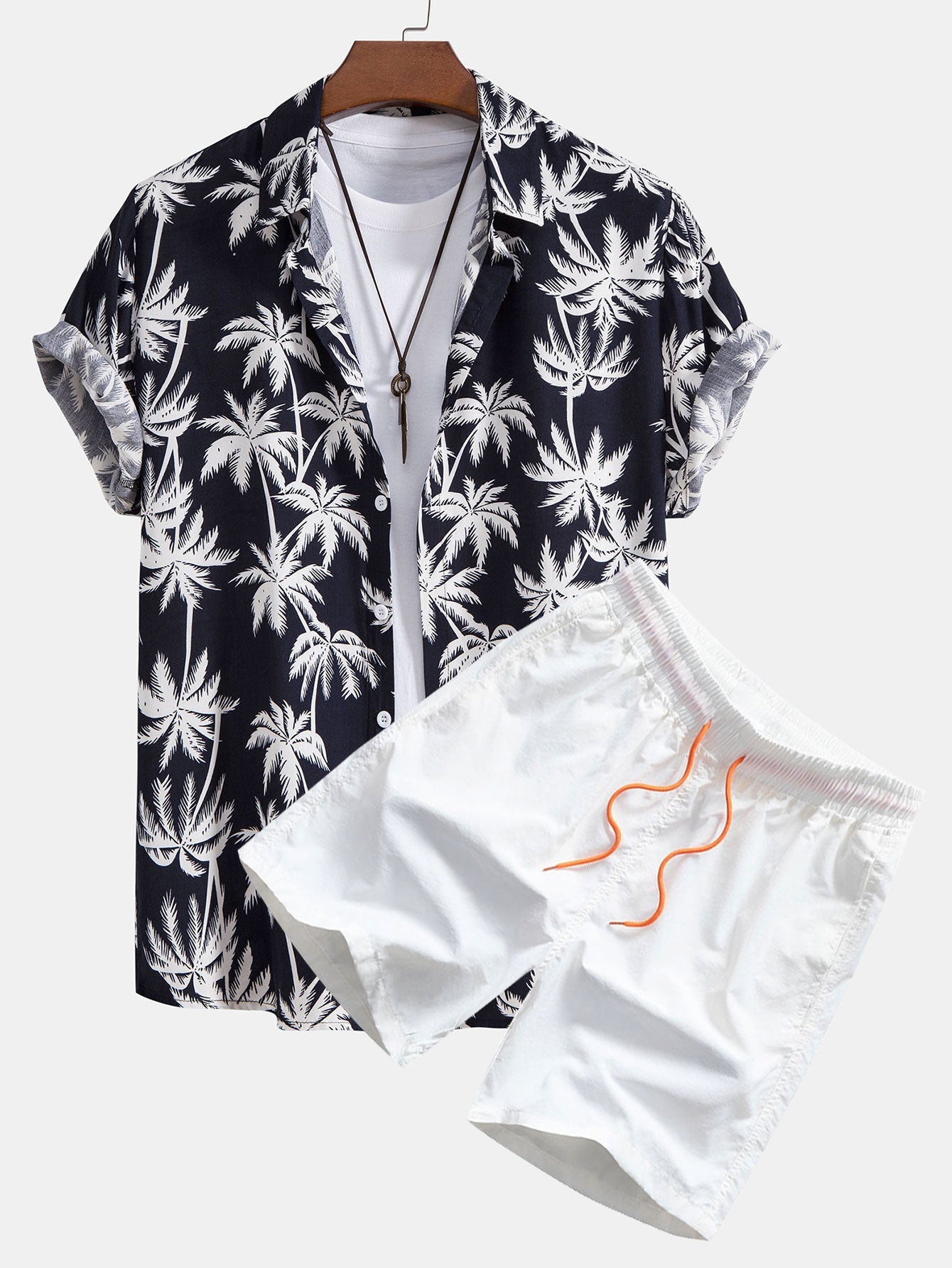 Pancracio® | Palm Tree Print Shirt & Swim Shorts