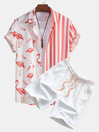 Otalvaro® | Flamingo Stripe Panel Shirt & Swim Shorts