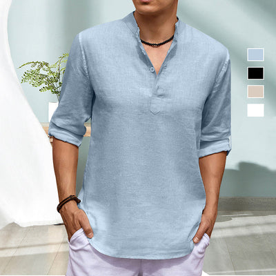 Jourdain® | Casual Solid Color Long-Sleeved Shirt With Stand-Up Collar