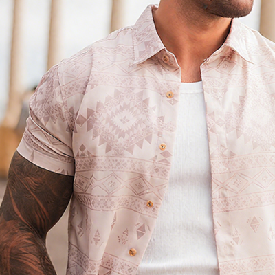 Adam | Men'S Retro Street Geometric Print Lapel Short Sleeve Shirt