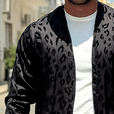 Tony | Men'S Vintage Casual Satin Leopard Print Cardigan