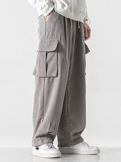 Laudelino® | Relaxed Fit Drawcord Hem Corduroy Cargo Pants