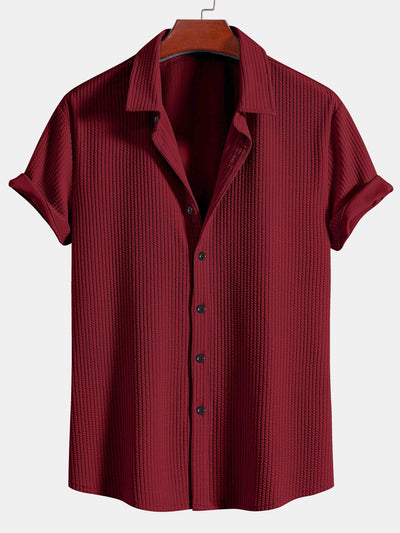 Tate® | Muscle Fit Ribbed Button Up Shirt & Shorts