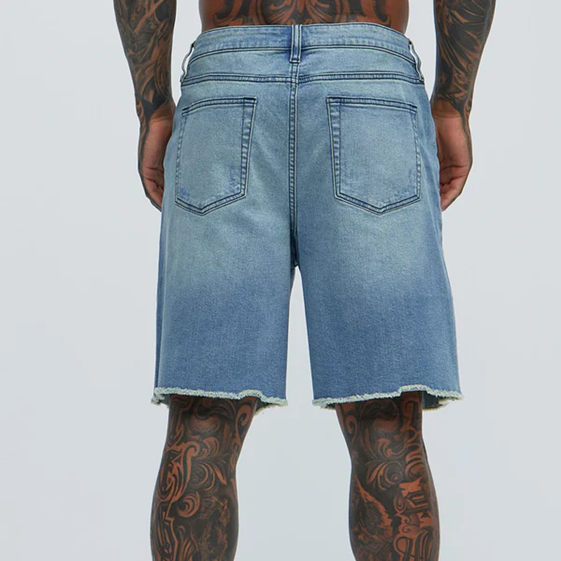 Virgil | Men'S Spring And Summer Classic Casual Washed Denim Raw Edge Shorts
