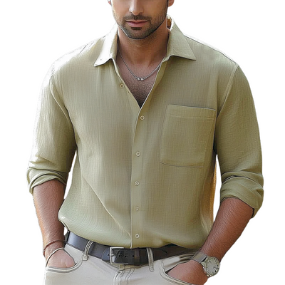 Jorge | Men'S Basic Solid Color Lapel Long Sleeve Shirt