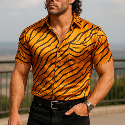 Jarrod | Men'S Summer Fashion Printed Satin Short Sleeve Shirt