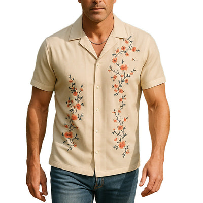 Samuel | Men'S Summer Casual Linen Printed Short Sleeve Shirt