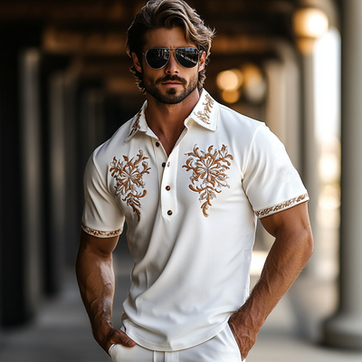 Paul | Men'S Western Style Embroidered Short Sleeve Polo Shirt