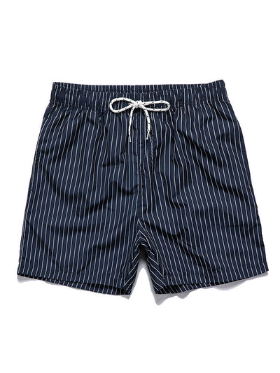 Admeto® | Palm Trees Print Button Up Shirt & Striped Print Swim Shorts