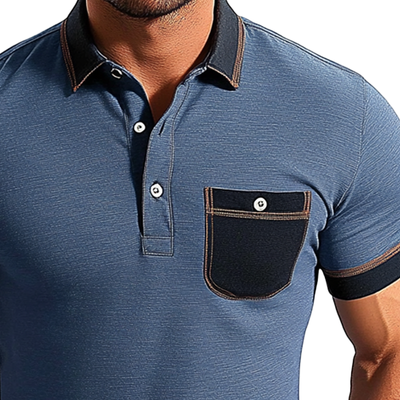 Yves | Men'S Casual Contrast Color Short-Sleeved Cotton Blend Polo Shirt