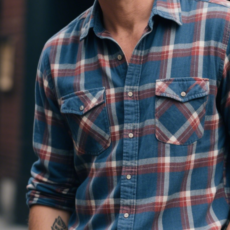 Greg | Men'S Retro Casual Plaid Print Pocket Lapel Long Sleeve Shirt