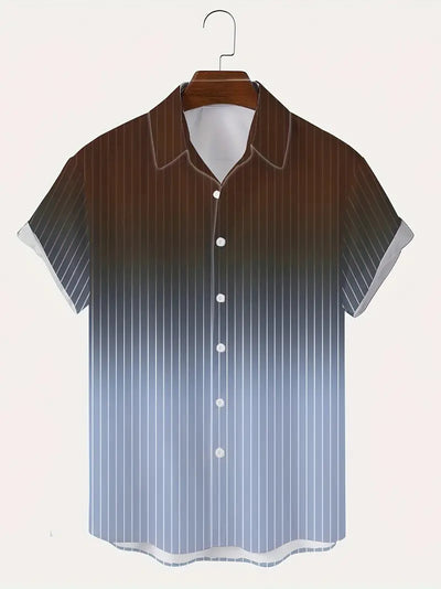 Lurton® | Men'S Short-Sleeved Button-Down Shirt With Gradient And Striped Pattern For Spring/Summer