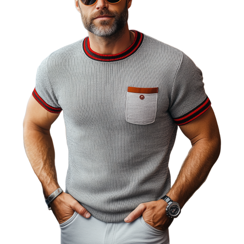 Clarence | Men'S Business Round Neck Knitted Short Sleeve T-Shirt