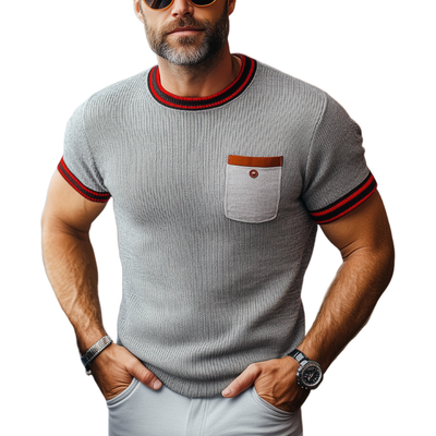 Clarence | Men'S Business Round Neck Knitted Short Sleeve T-Shirt