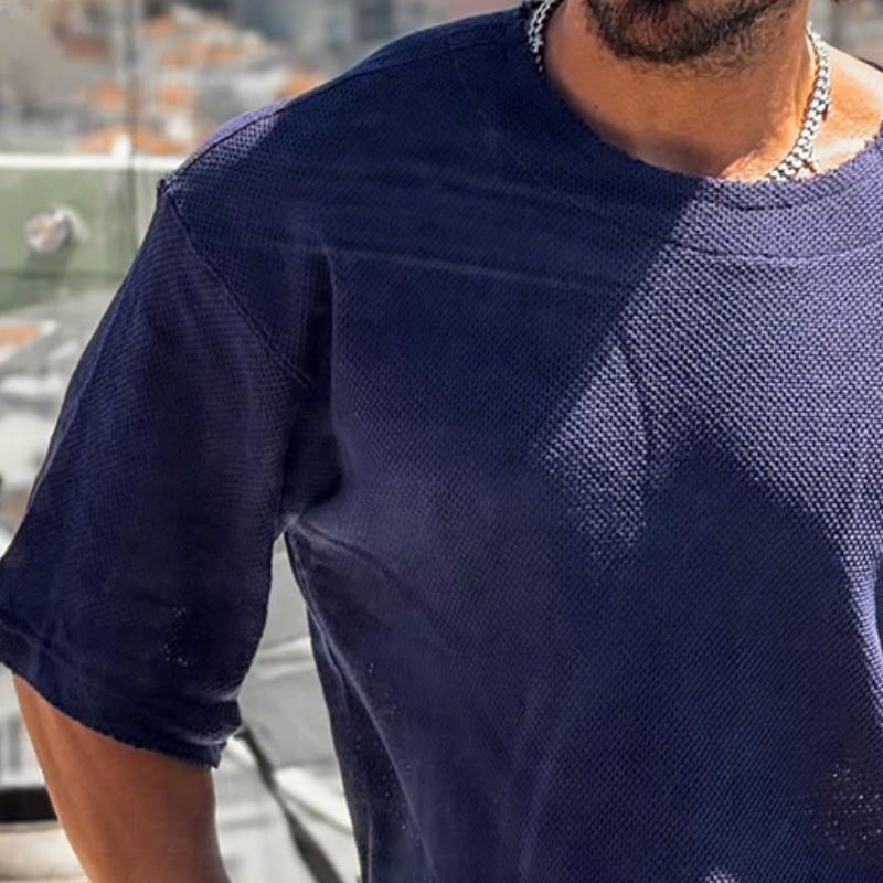 Bernard | Men'S Retro Casual Street Solid Color Loose Round Neck Short Sleeve T-Shirt