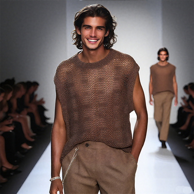 Myles | Men'S Spring And Summer Fashion Casual Slightly Transparent Sexy Round Neck Knitted Tank Top