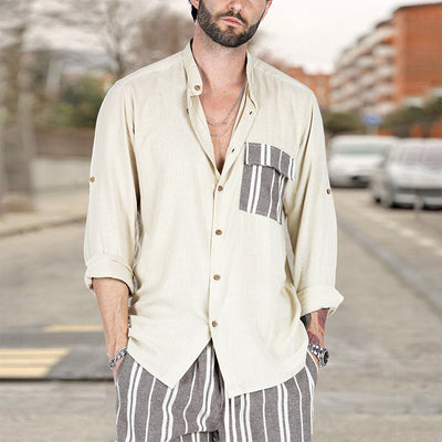 Jordan® | Men'S Summer Casual Shirt With Contrasting Color And Lapels