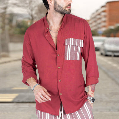 Jordan® | Men'S Summer Casual Shirt With Contrasting Color And Lapels