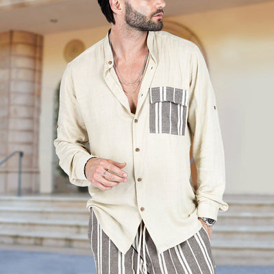 Jordan® | Men'S Summer Casual Shirt With Contrasting Color And Lapels