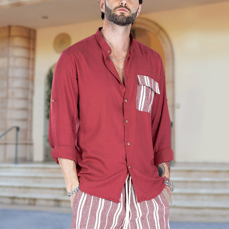 Jordan® | Men'S Summer Casual Shirt With Contrasting Color And Lapels