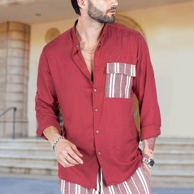 Jordan® | Men'S Summer Casual Shirt With Contrasting Color And Lapels