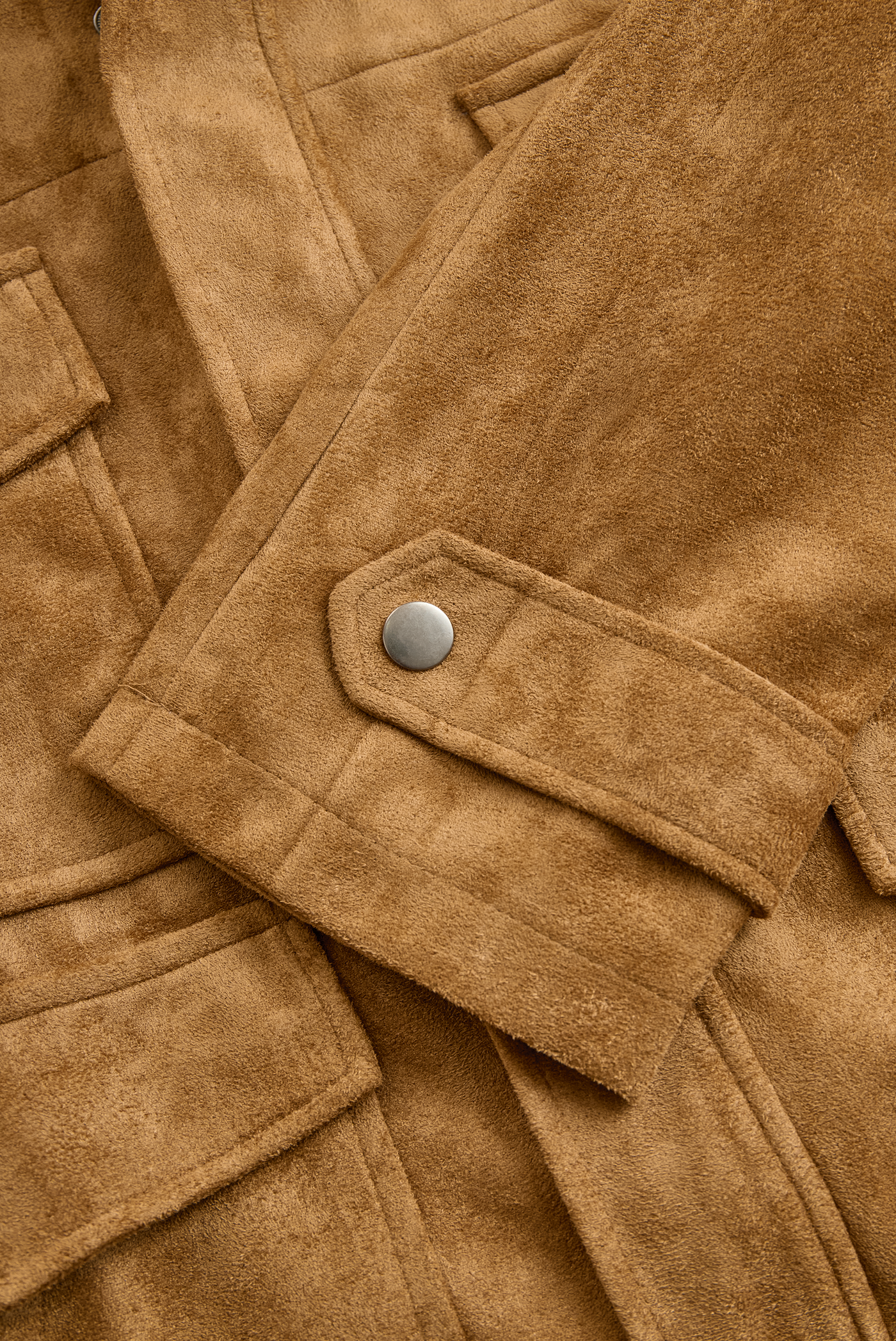 Men's Vintage Suede Fleece Collar Patchwork Multi-Pocket Zipper Coat