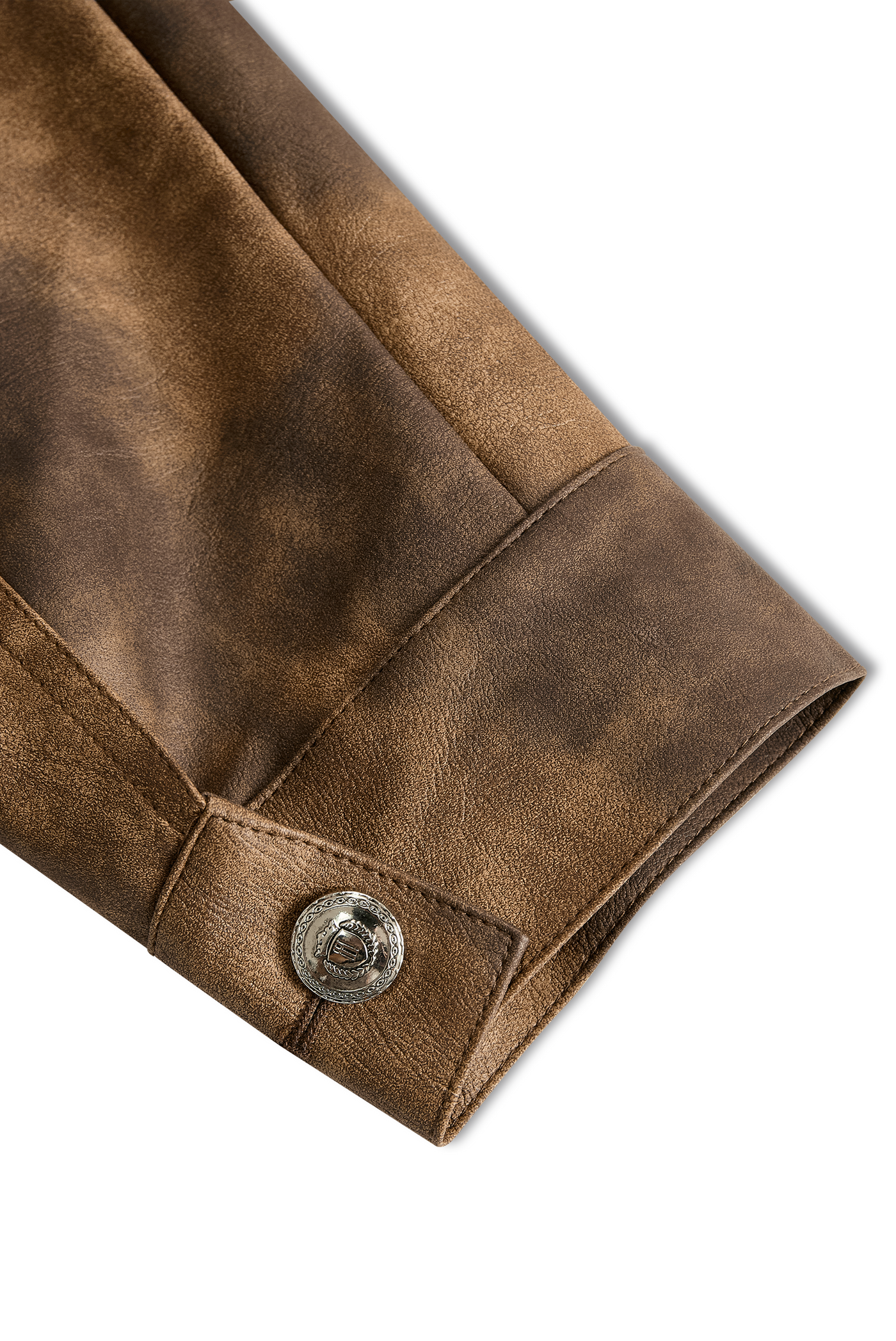 Men's Vine Distressed P Leather Lapel Jacket