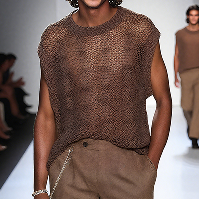 Myles | Men'S Spring And Summer Fashion Casual Slightly Transparent Sexy Round Neck Knitted Tank Top