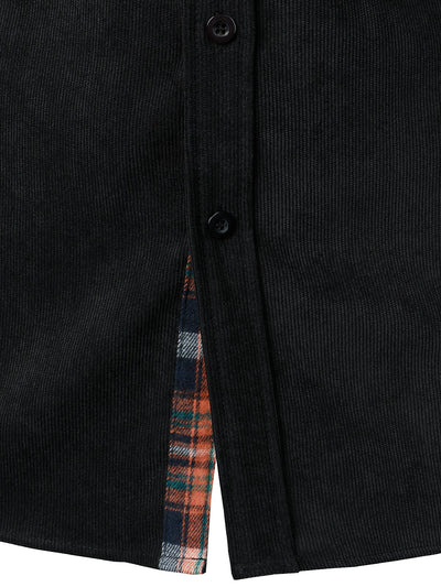 Felicio® | Corduroy Plaid Panel Button Up Shirt