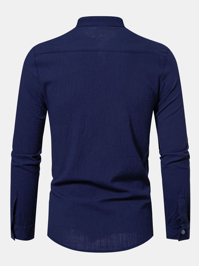 Ian® | Long Sleeved Textured Stand Collar Shirt