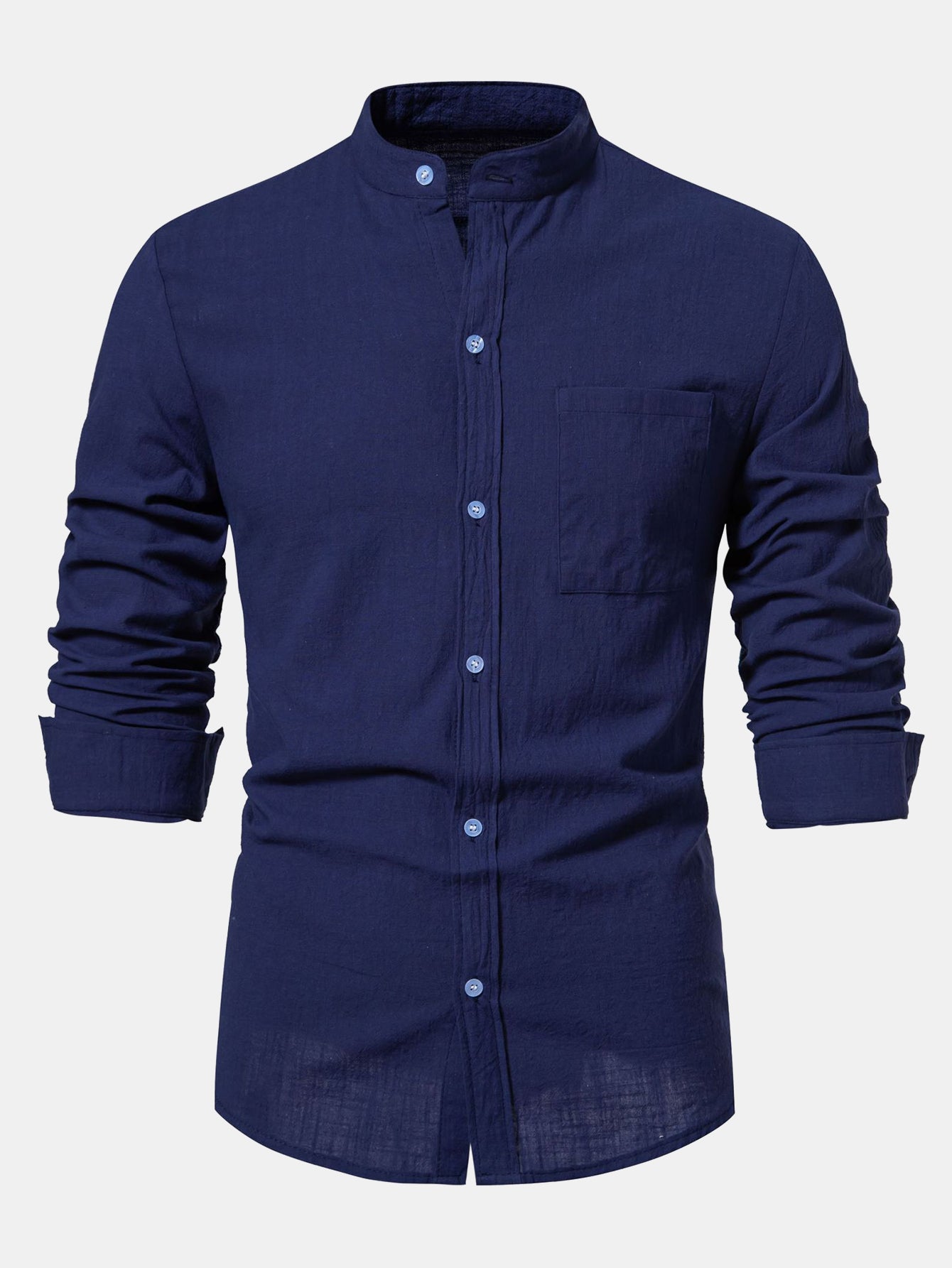 Ian® | Long Sleeved Textured Stand Collar Shirt