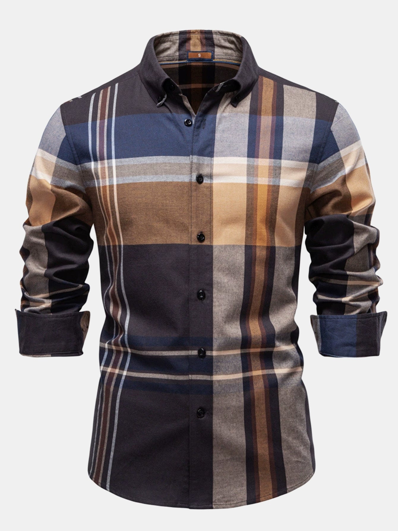 Heliodoro® | Long Sleeve Cotton Plaid Button Up Shirt