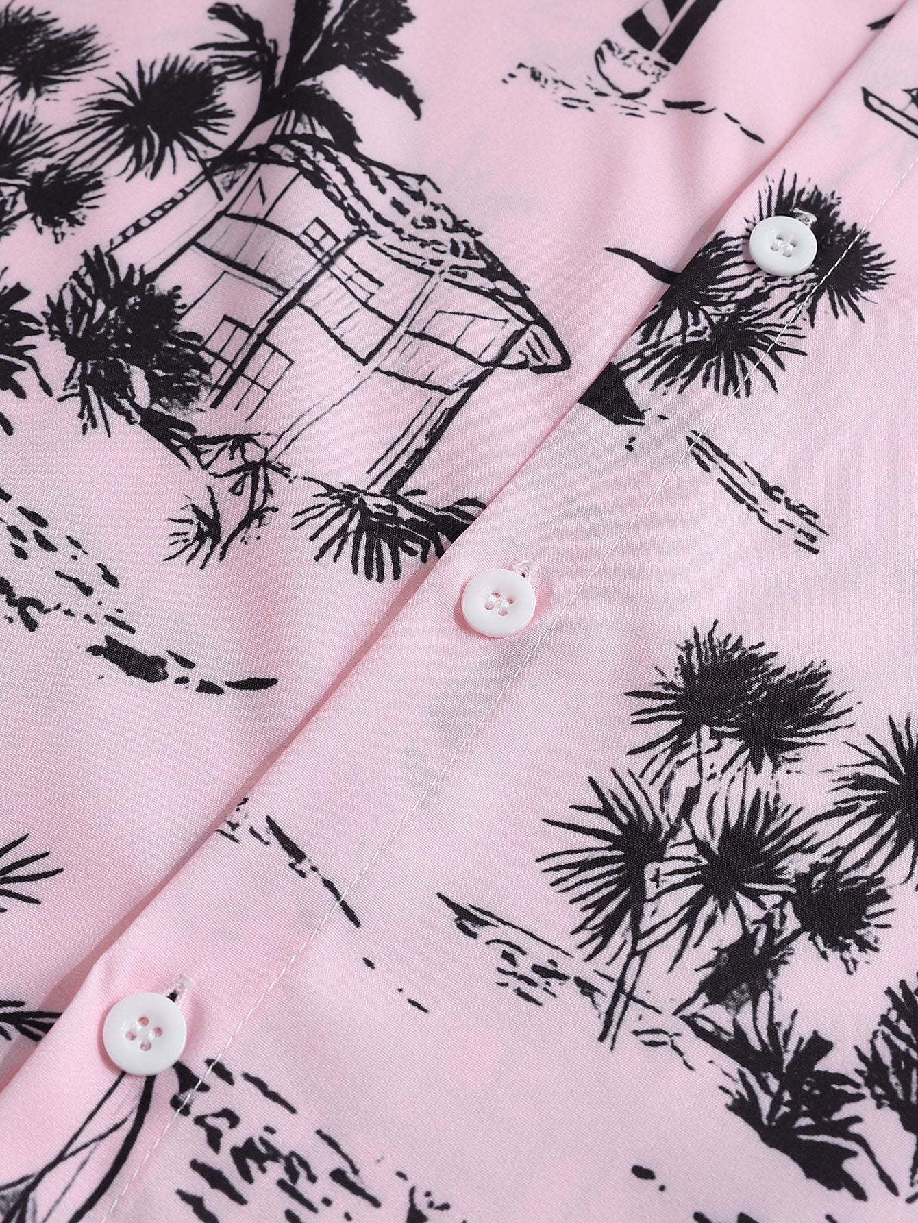 Hermes® | Palm Tree Sailboat Print Button Up Shirt & Swim Shorts