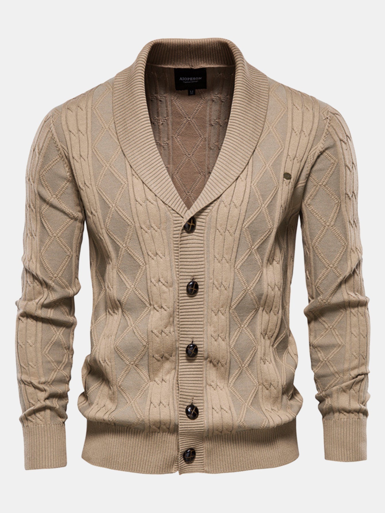 Donato® | Geometric Jacquard Shawl Collar Cardigan Sweater