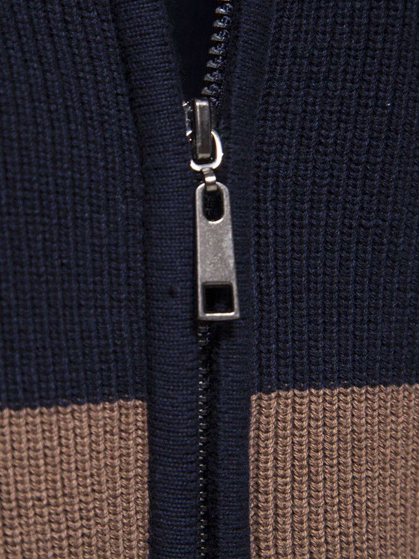 Dume® | Color Block Zipper Stand Collar Sweater