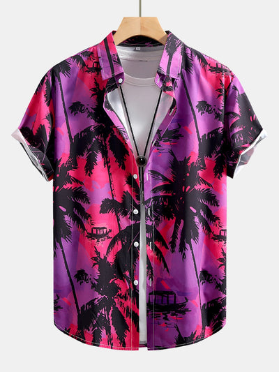 Hermenegildo® | Palm Tree Print Button Up Shirt & Swim Shorts