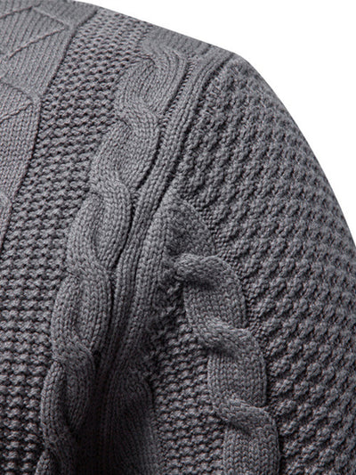 Eladio® | Twist Jacquard Zipper Stand Collar Sweater