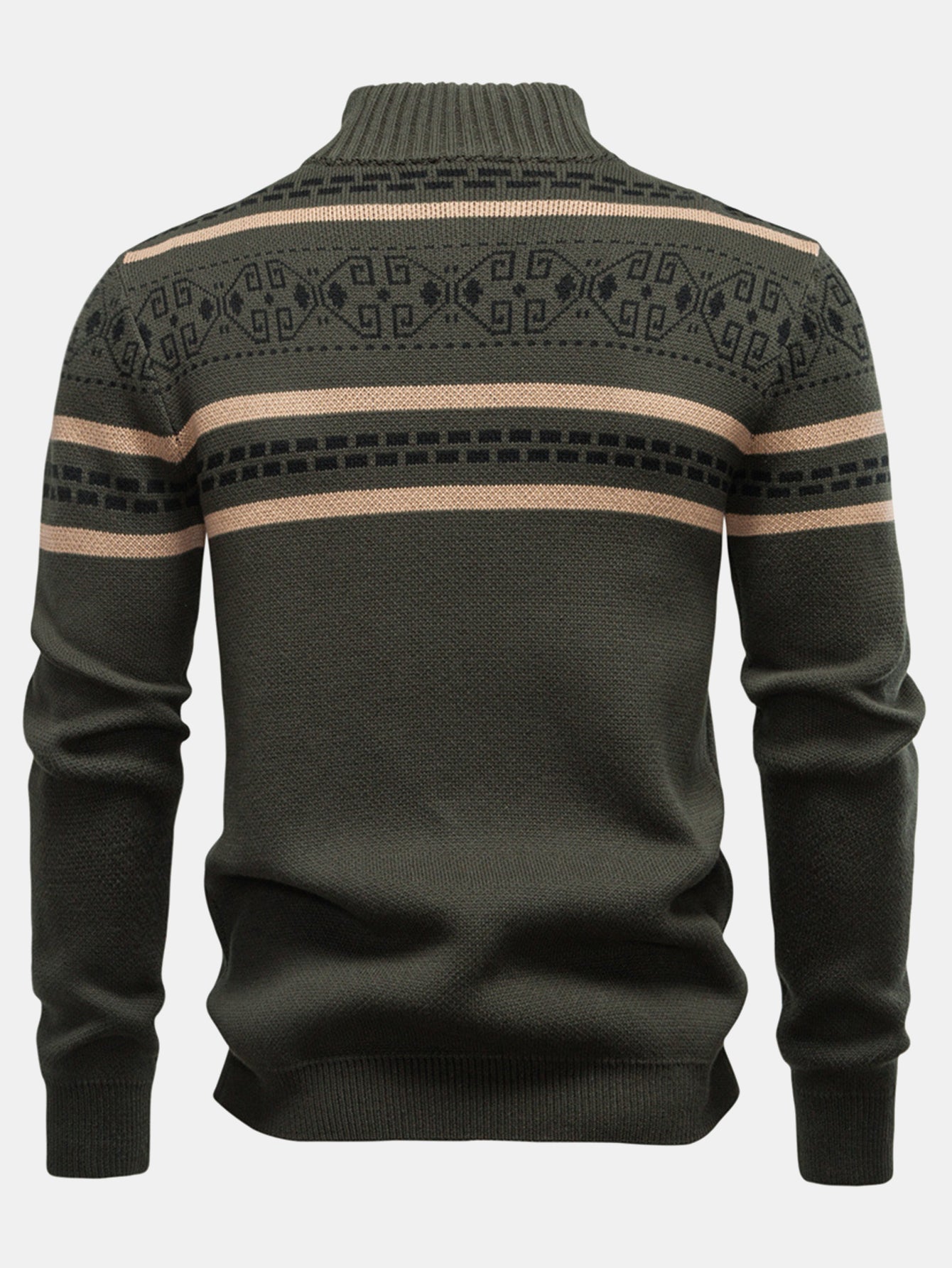 Drago® | Geometry Jacquard Zipper Stand Collar Sweater