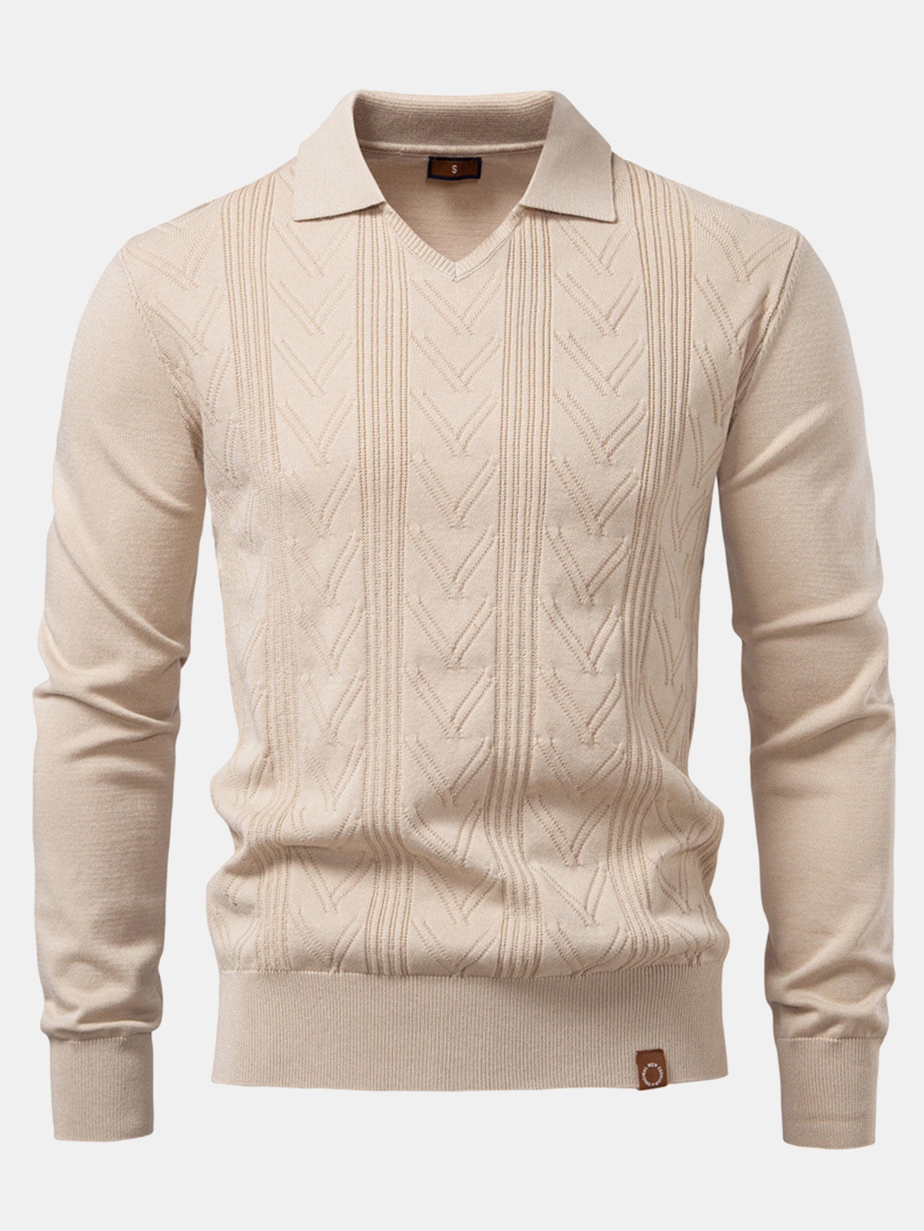 Hernán® | Long Sleeve V-Neck Knit Polo Shirt