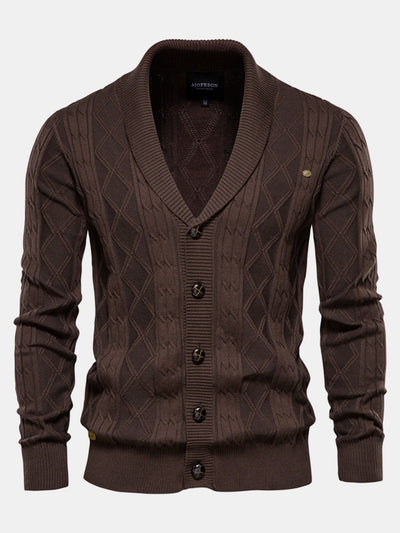 Donato® | Geometric Jacquard Shawl Collar Cardigan Sweater