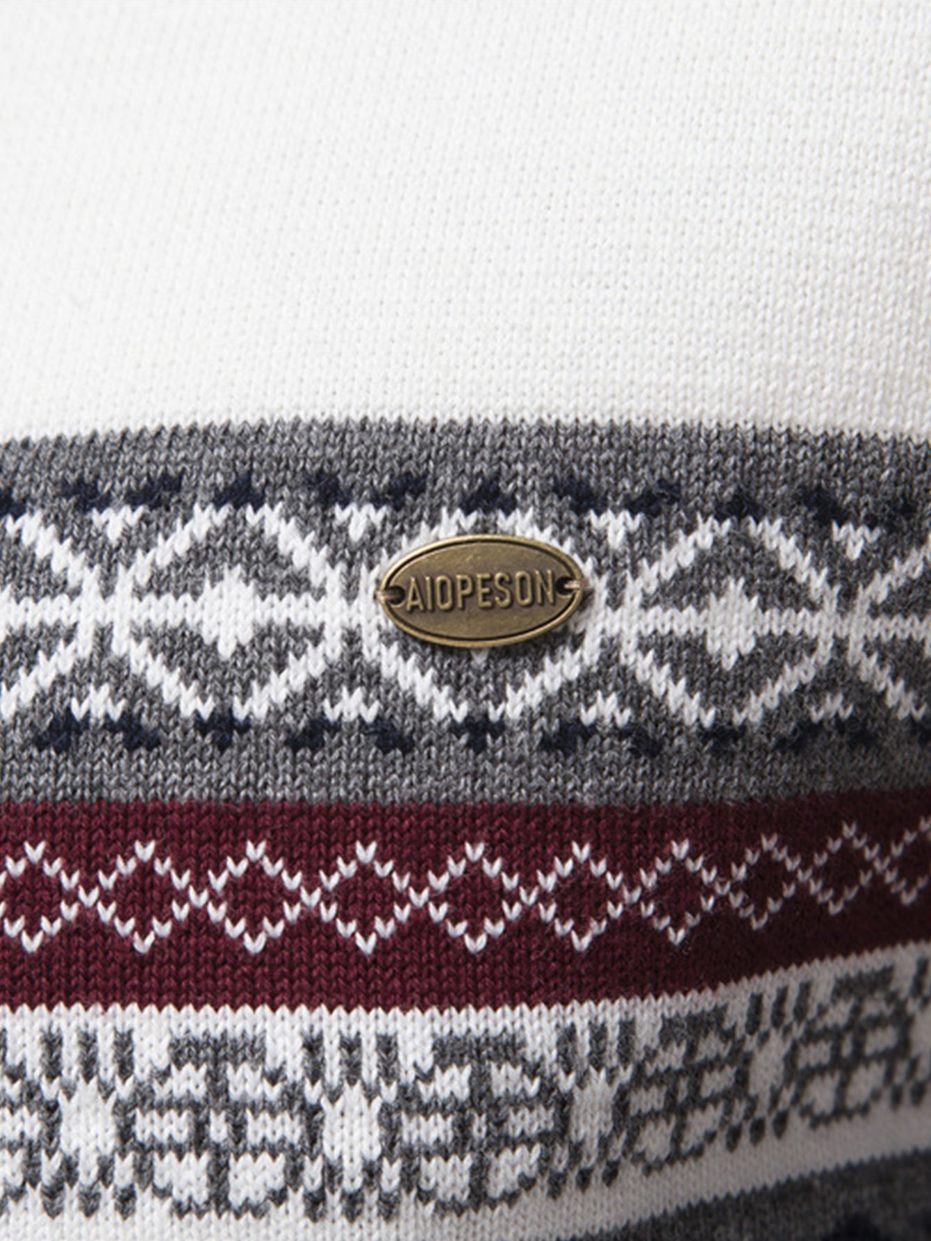 Hanibal® | Contrast Geometric Jacquard Quarter-Zip Sweater