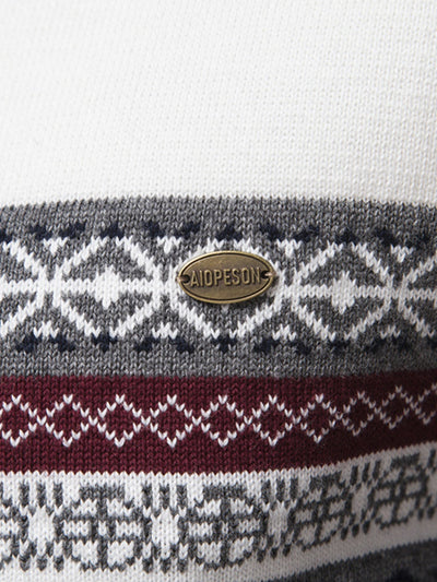 Hanibal® | Contrast Geometric Jacquard Quarter-Zip Sweater