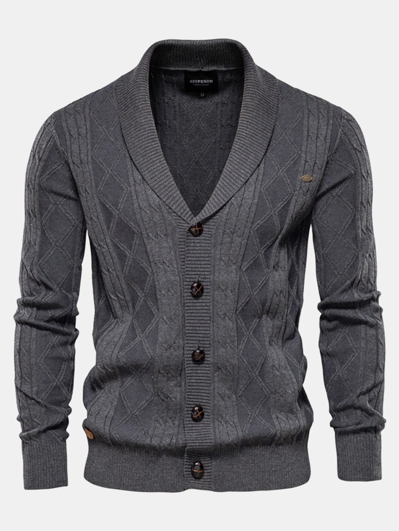 Donato® | Geometric Jacquard Shawl Collar Cardigan Sweater