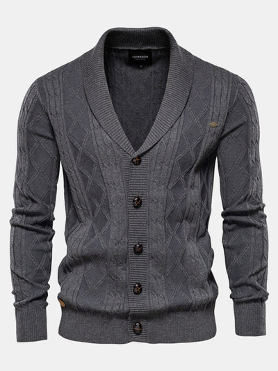 Donato® | Geometric Jacquard Shawl Collar Cardigan Sweater