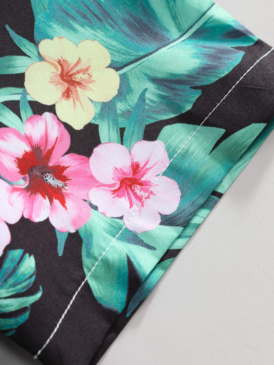 Karl® | Tropical Flowers Print Button Up Shirt & Swim Shorts