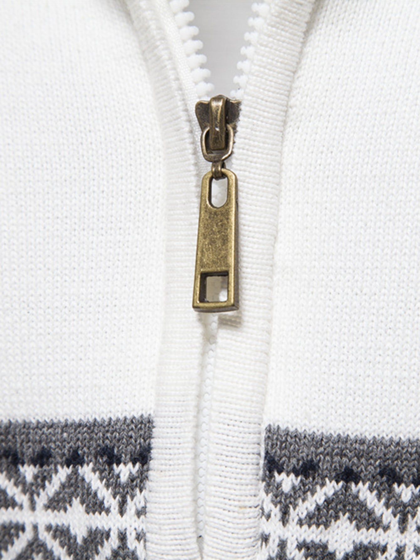 Hanibal® | Contrast Geometric Jacquard Quarter-Zip Sweater