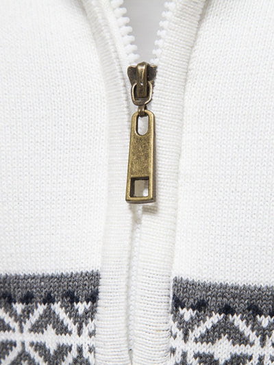 Hanibal® | Contrast Geometric Jacquard Quarter-Zip Sweater