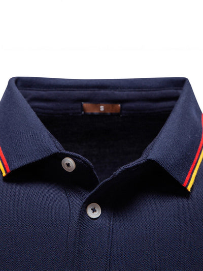 Vincent | Long Sleeved Contrast Polo Shirt